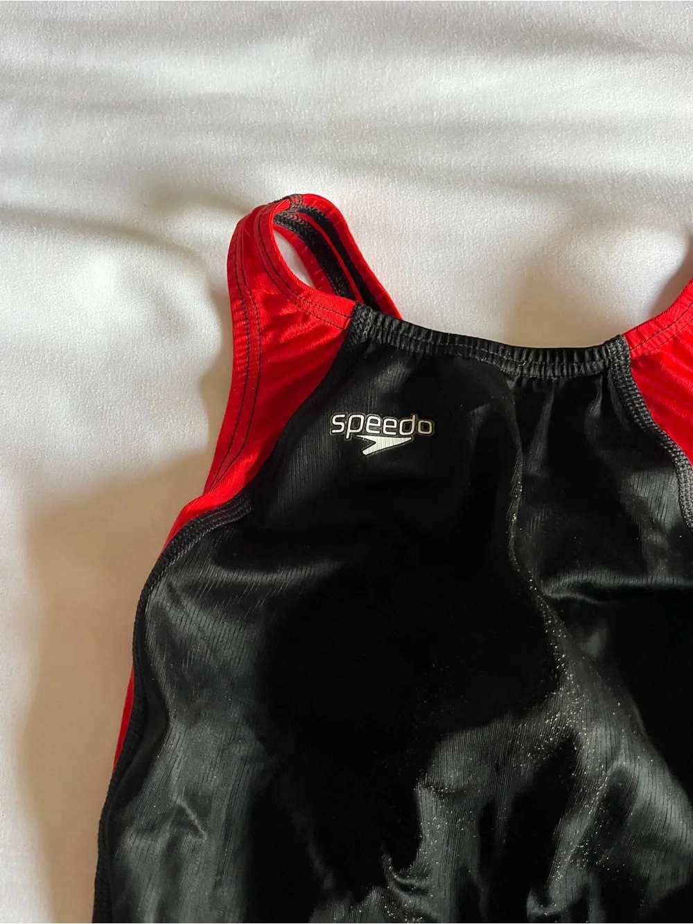 Speedo Fastskin FSII Competitive Swimsuit Red Black Size 30 One Piece Flyback